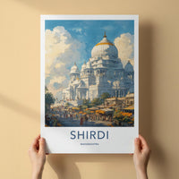 Shirdi Poster - India Travel Art - Maharashtra White Temple Complex Home Decor