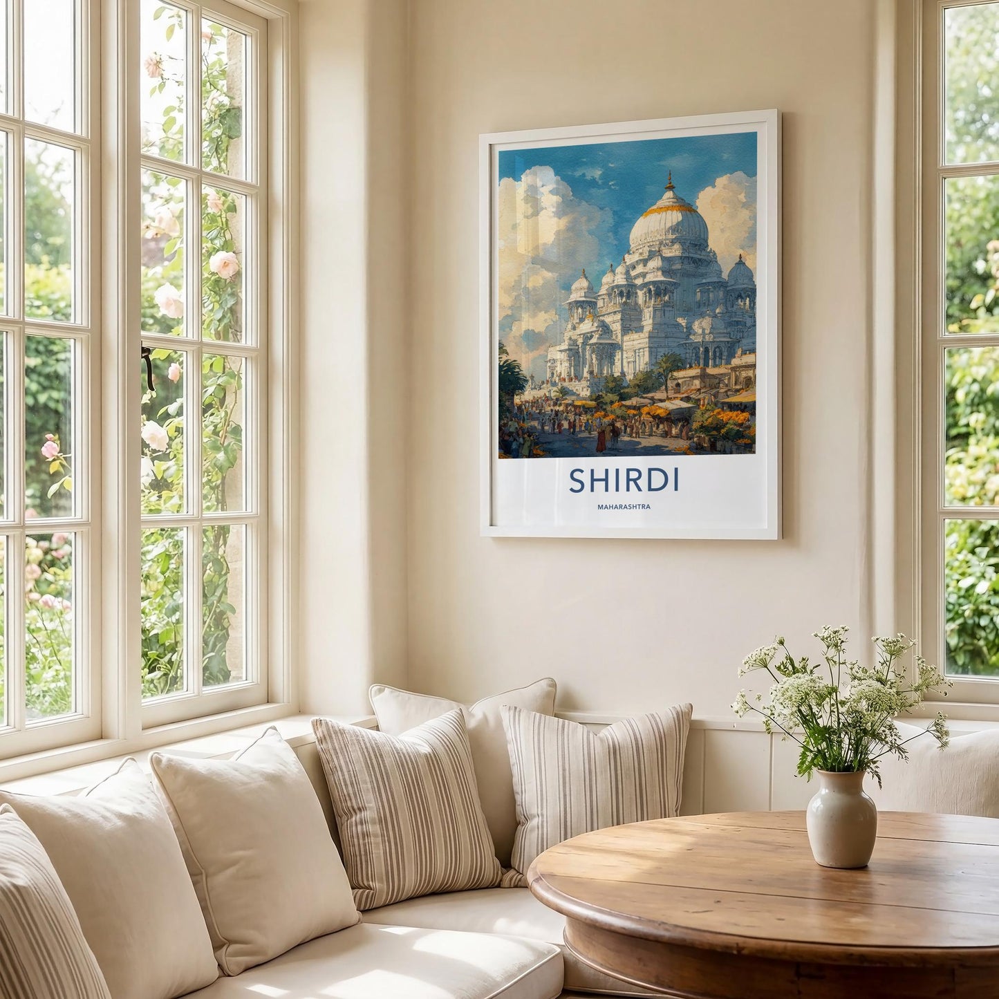 Shirdi Poster - India Travel Art - Maharashtra White Temple Complex Home Decor