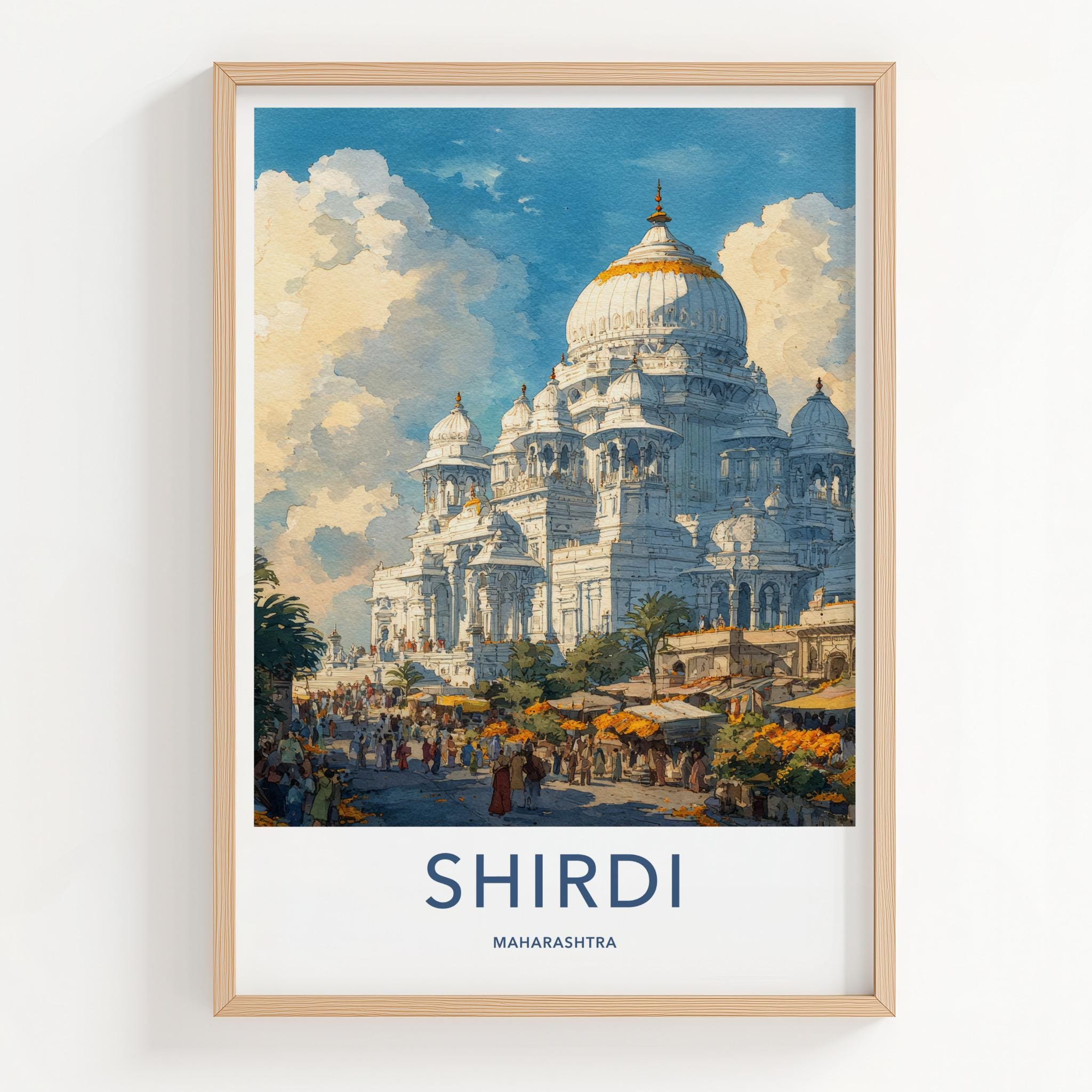 Shirdi Poster - India Travel Art - Maharashtra White Temple Complex Home Decor