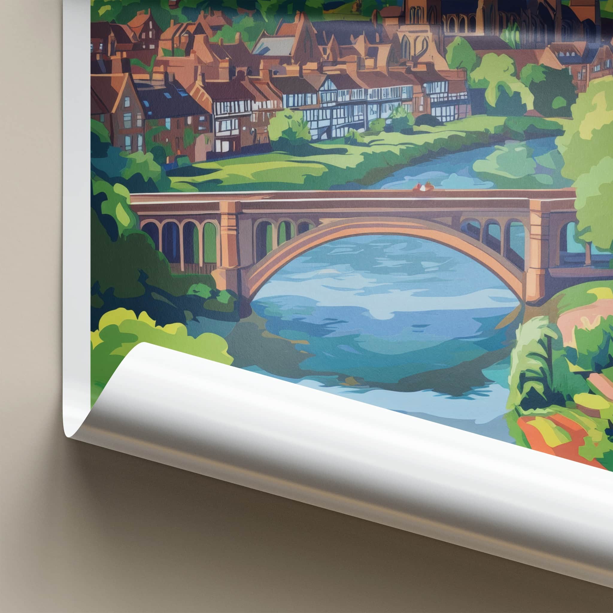 Shrewsbury Poster - England Wall Art - Historic Town River Home Decor