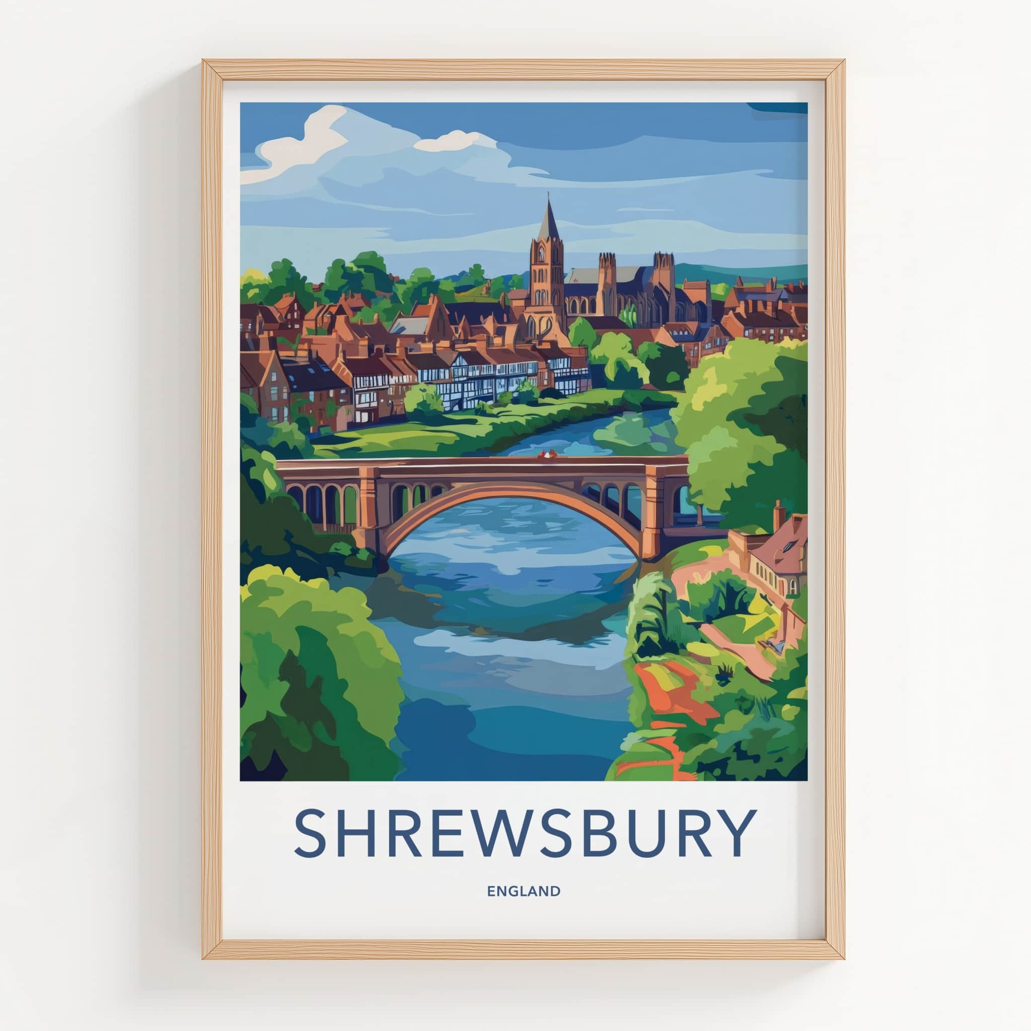 Shrewsbury Poster - England Wall Art - Historic Town River Home Decor
