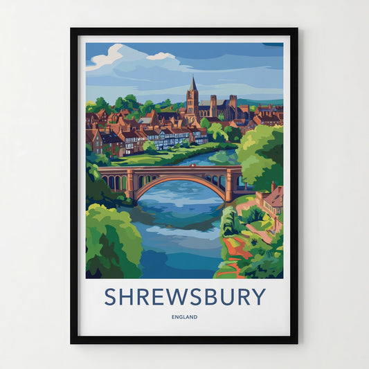 Shrewsbury Poster - England Wall Art - Historic Town River Home Decor
