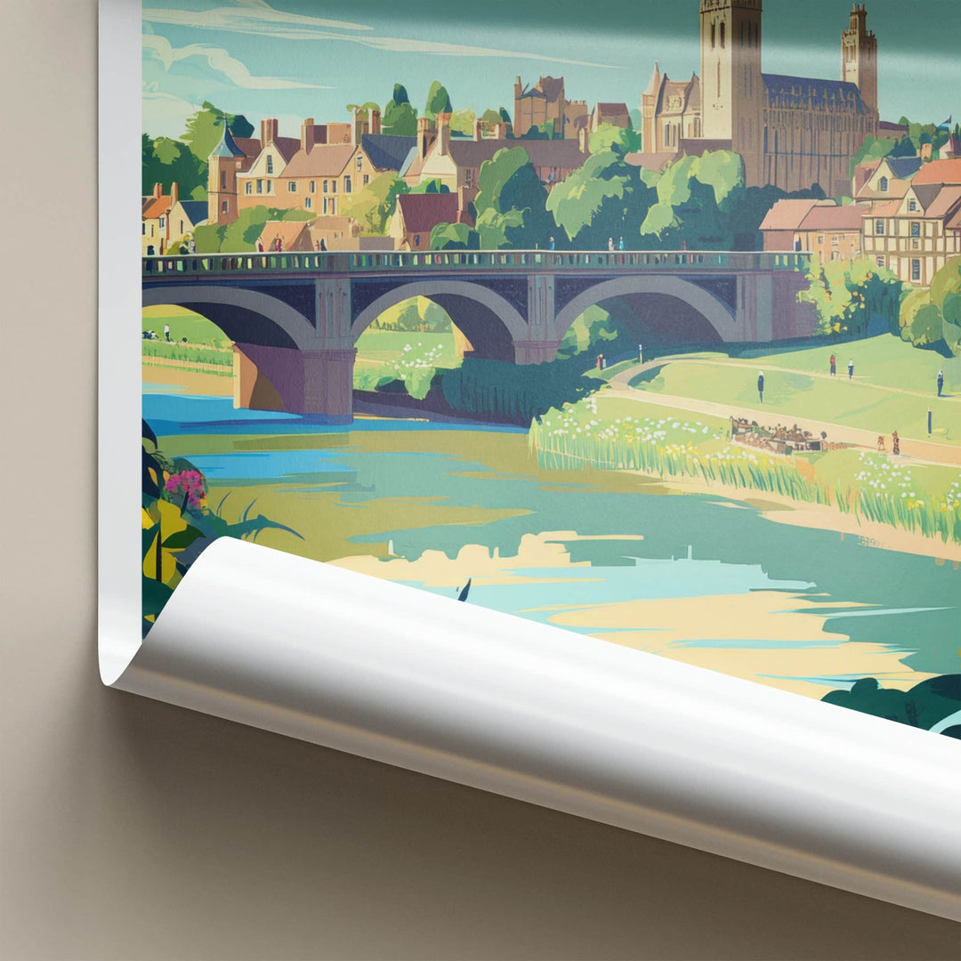 Shrewsbury Poster - England Wall Art - River Bridge Town Home Decor