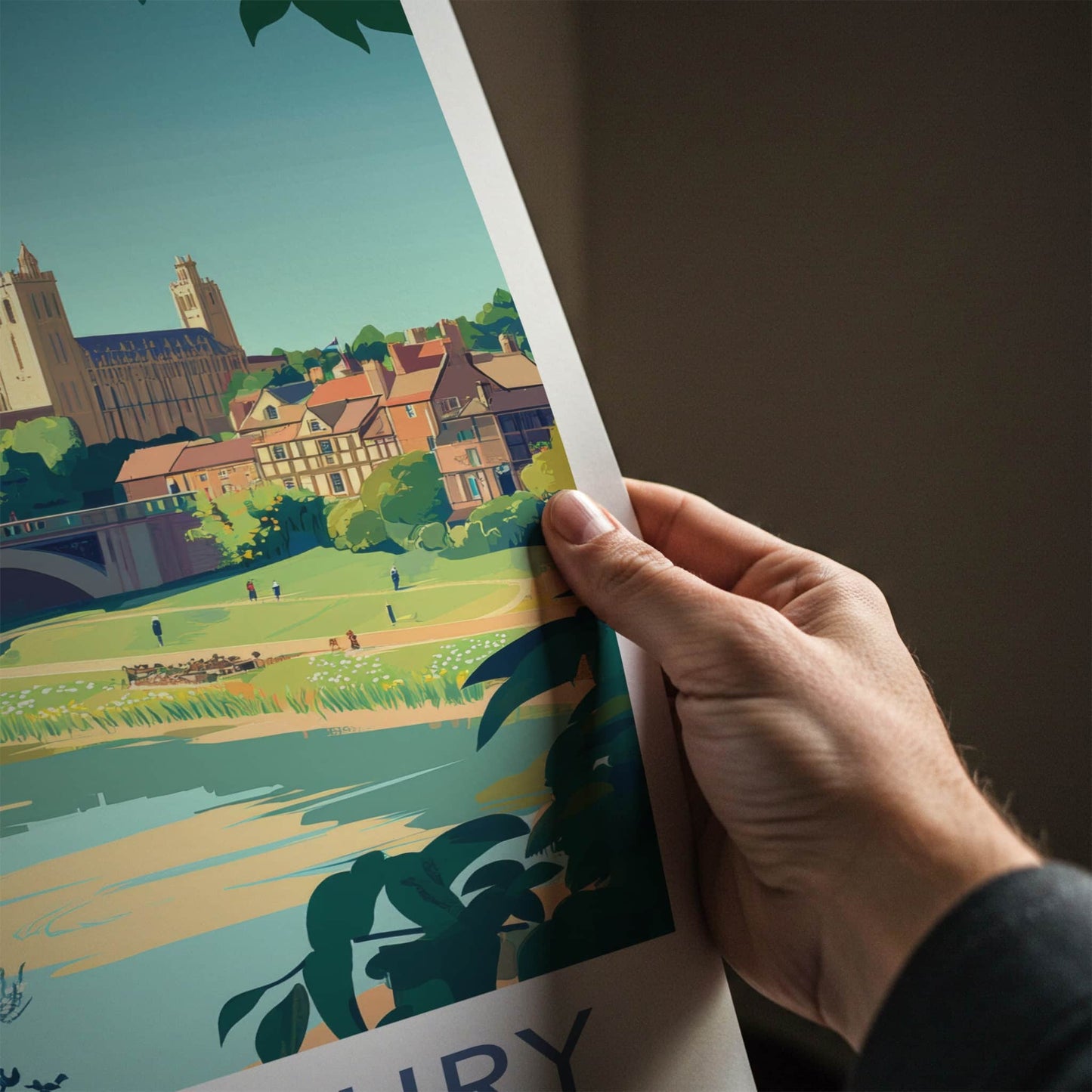 Shrewsbury Poster - England Wall Art - River Bridge Town Home Decor
