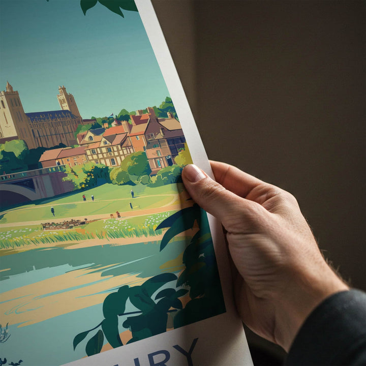 Shrewsbury Poster - England Wall Art - River Bridge Town Home Decor