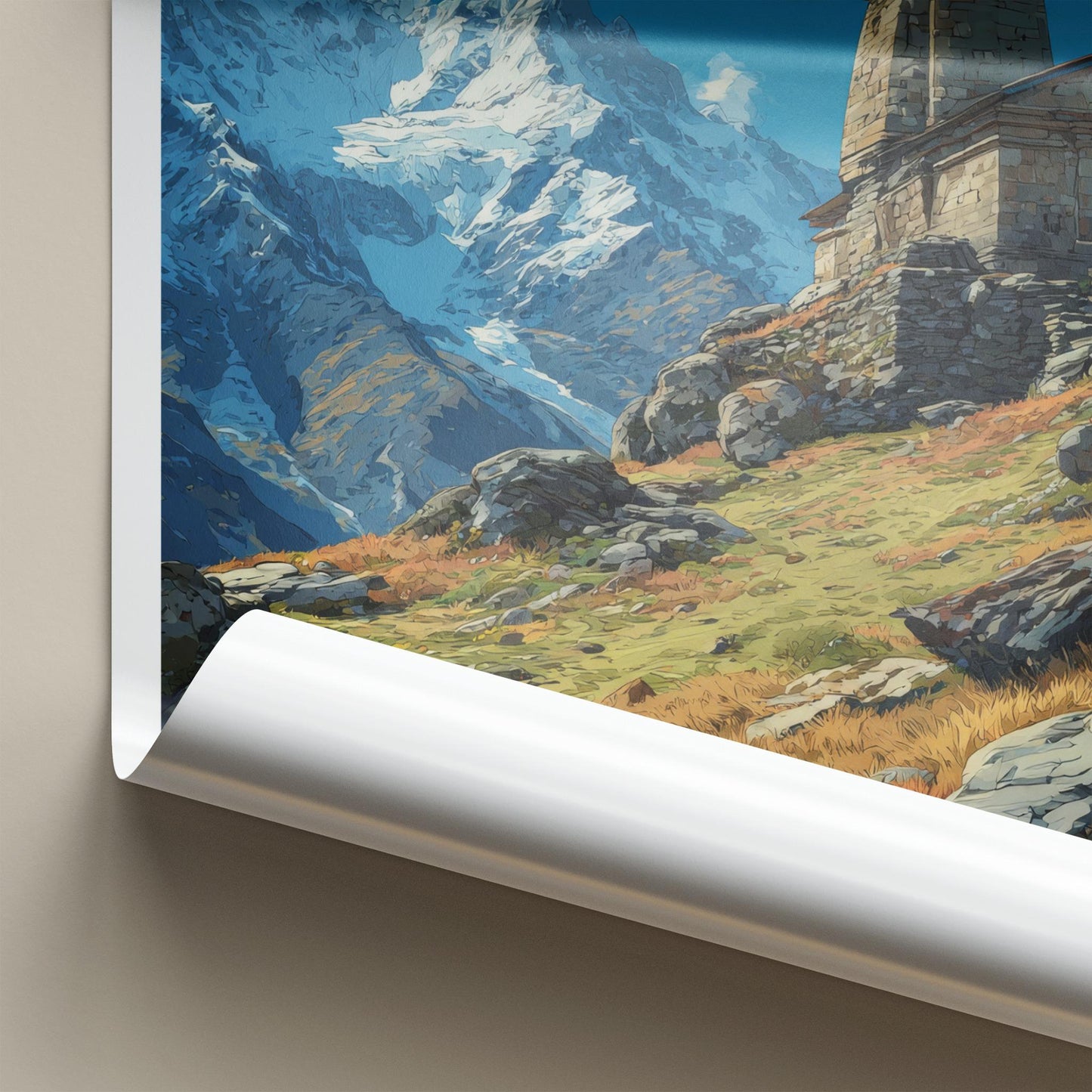 Shri Tungnath Poster - India Travel Art - Uttarakhand Mountain Temple Home Decor