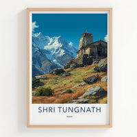 Shri Tungnath Poster - India Travel Art - Uttarakhand Mountain Temple Home Decor