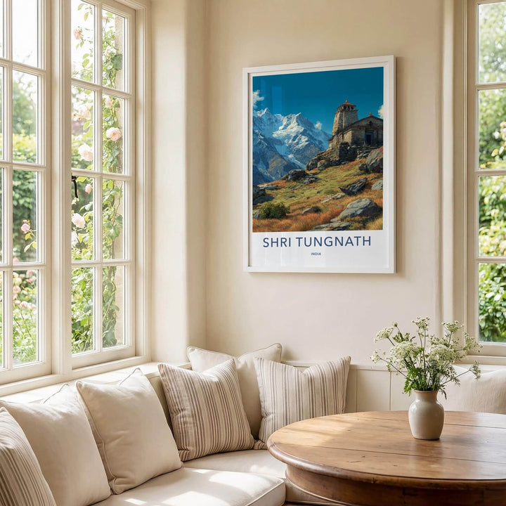 Shri Tungnath Poster - India Travel Art - Uttarakhand Mountain Temple Home Decor