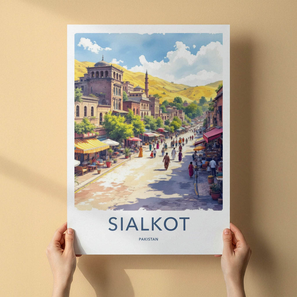 Sialkot Poster - Pakistan Bustling Street Alley Travel Print Home Decor