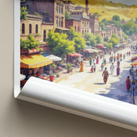 Sialkot Poster - Pakistan Bustling Street Alley Travel Print Home Decor