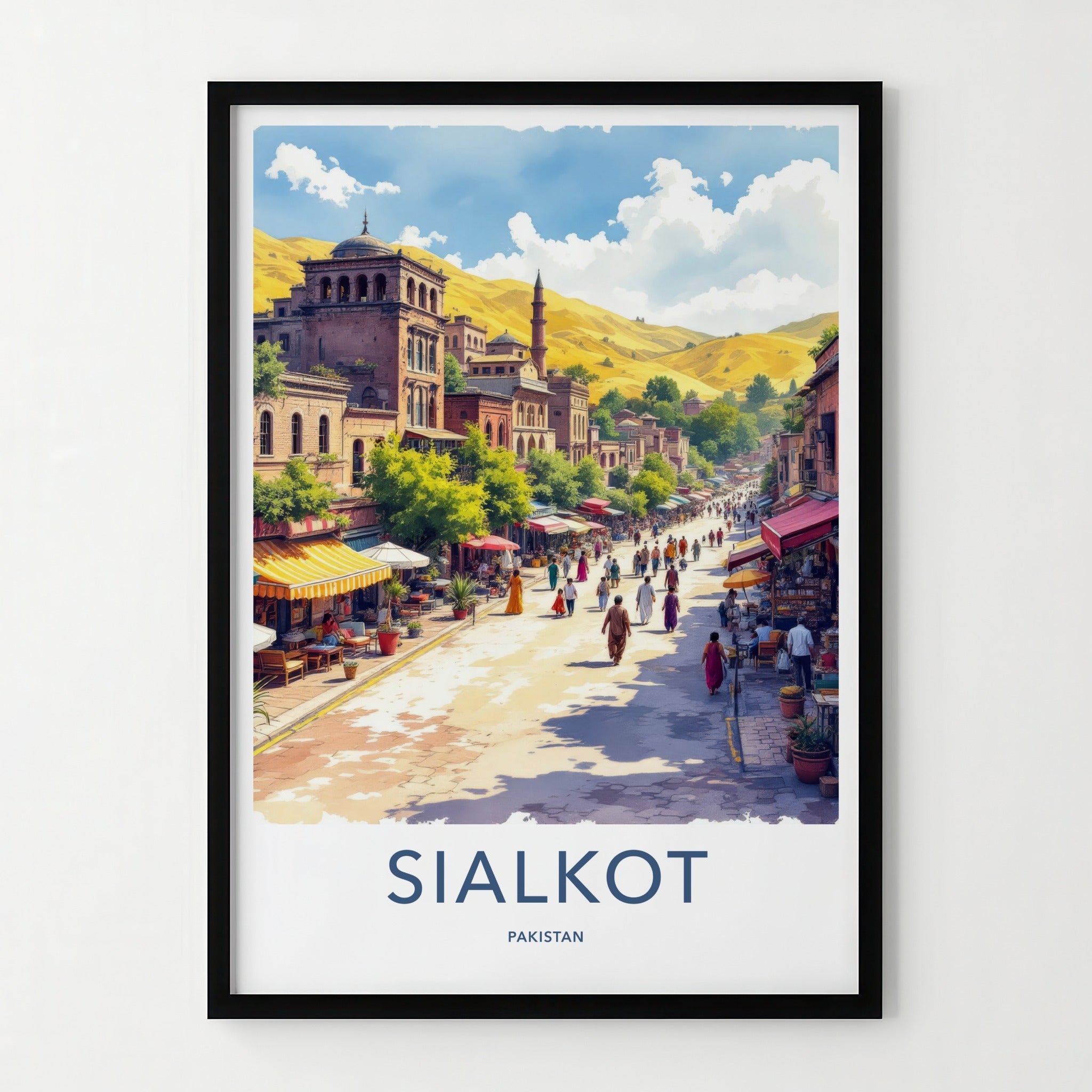 Sialkot Poster - Pakistan Bustling Street Alley Travel Print Home Decor