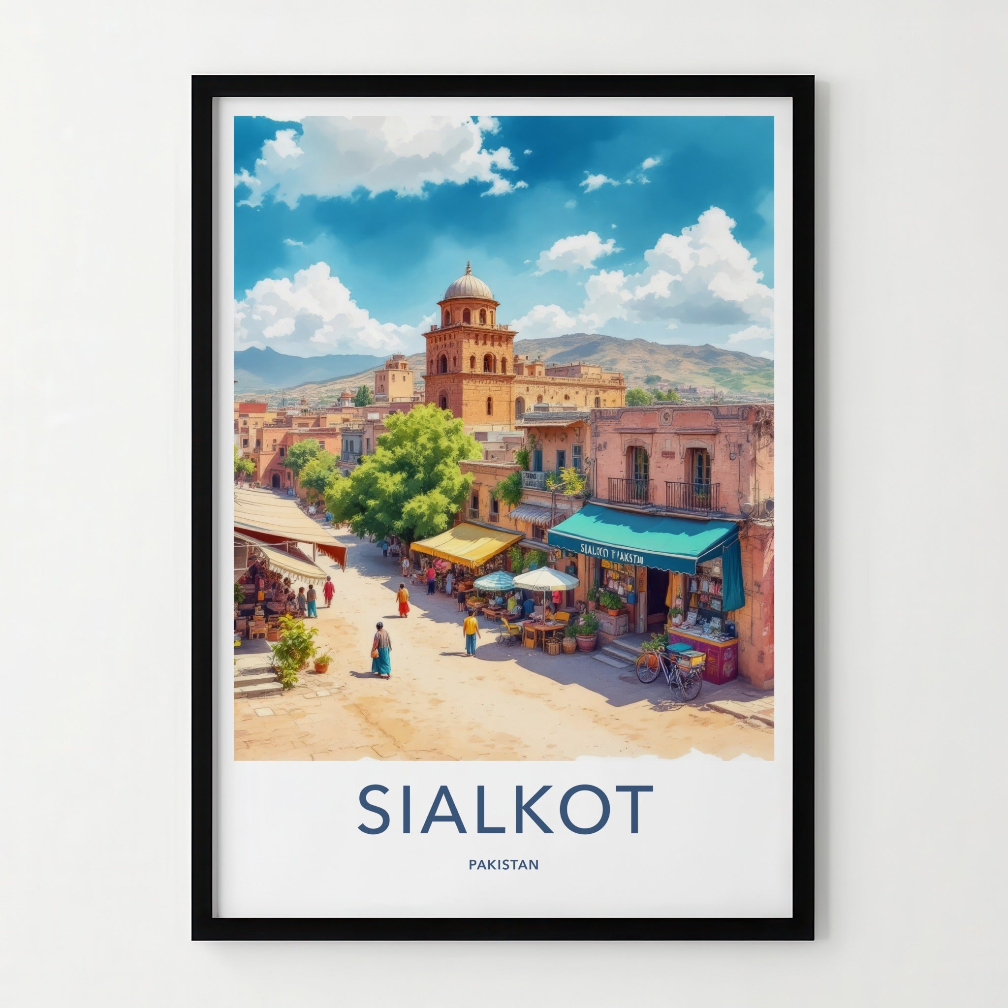 Sialkot Poster - Pakistan Travel Art - Bustling Street Scene Home Decor
