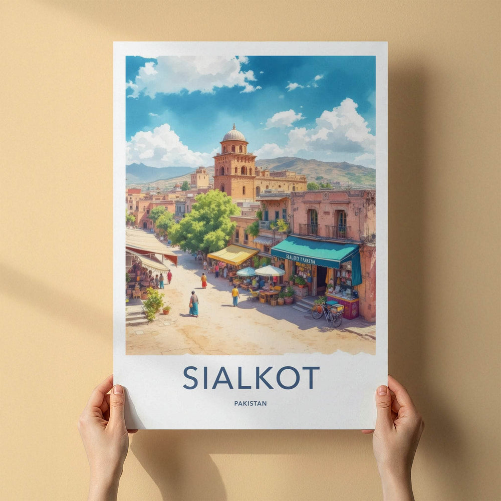 Sialkot Poster - Pakistan Travel Art - Bustling Street Scene Home Decor