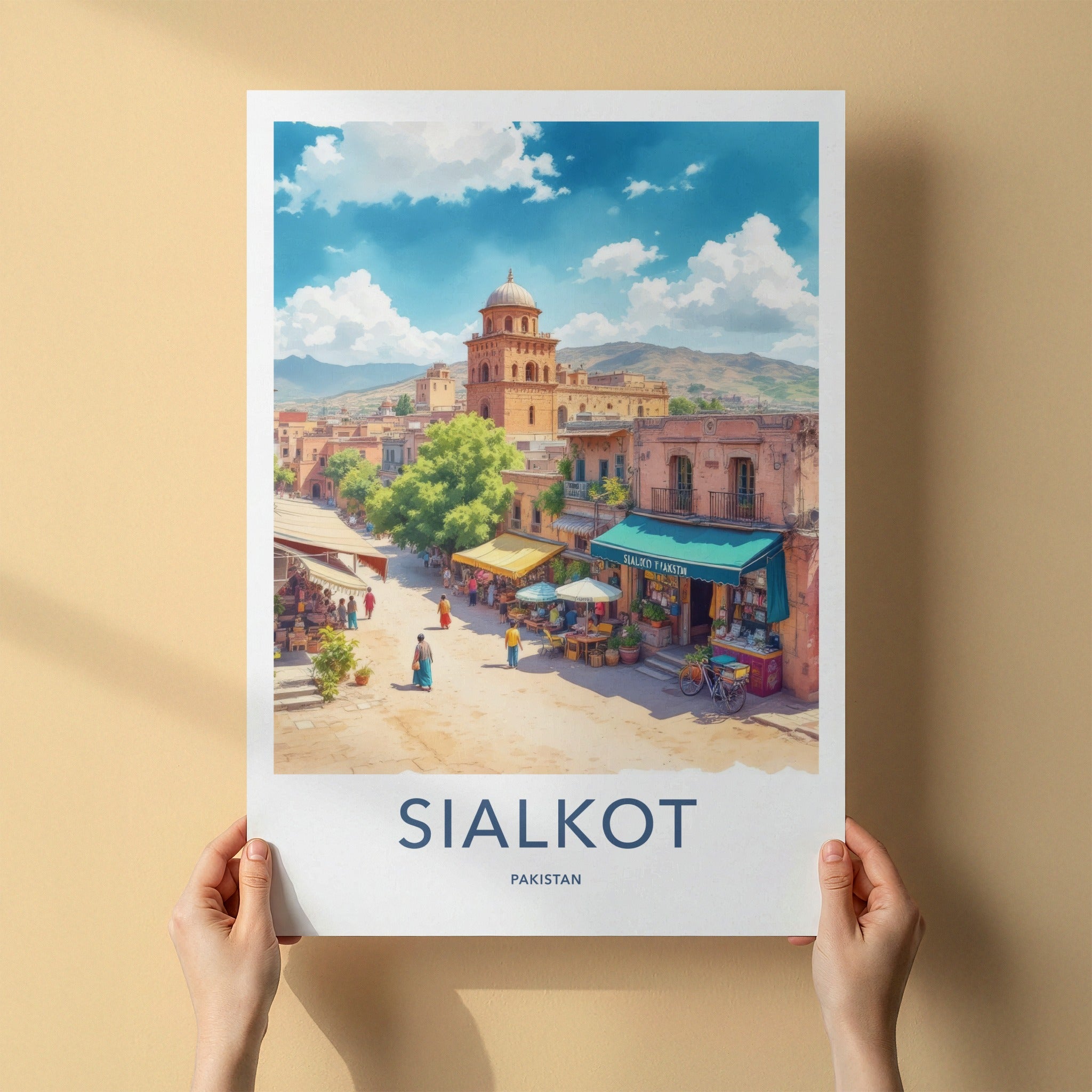 Sialkot Poster - Pakistan Travel Art - Bustling Street Scene Home Decor