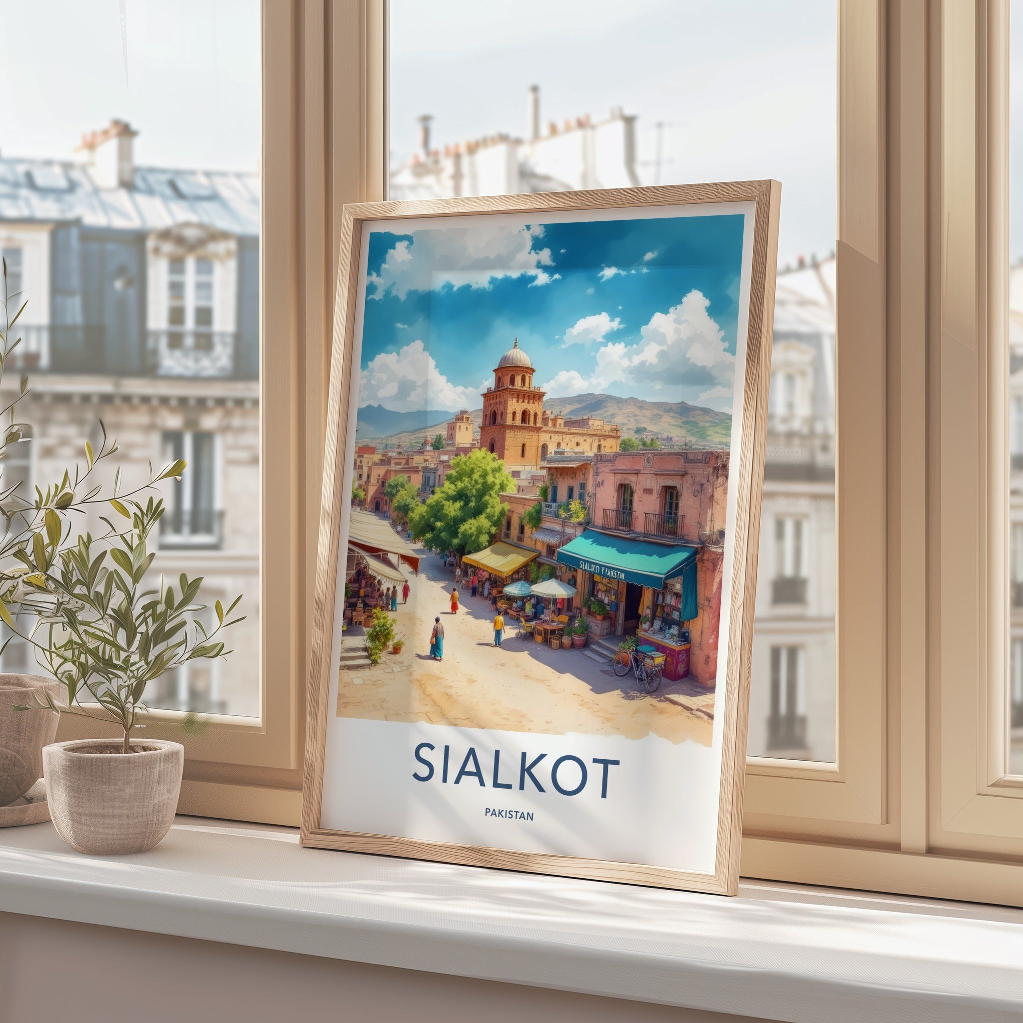 Sialkot Poster - Pakistan Travel Art - Bustling Street Scene Home Decor