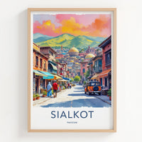 Sialkot Poster - Pakistan Travel Art - Mountainous Cityscape Domes Wall Decor