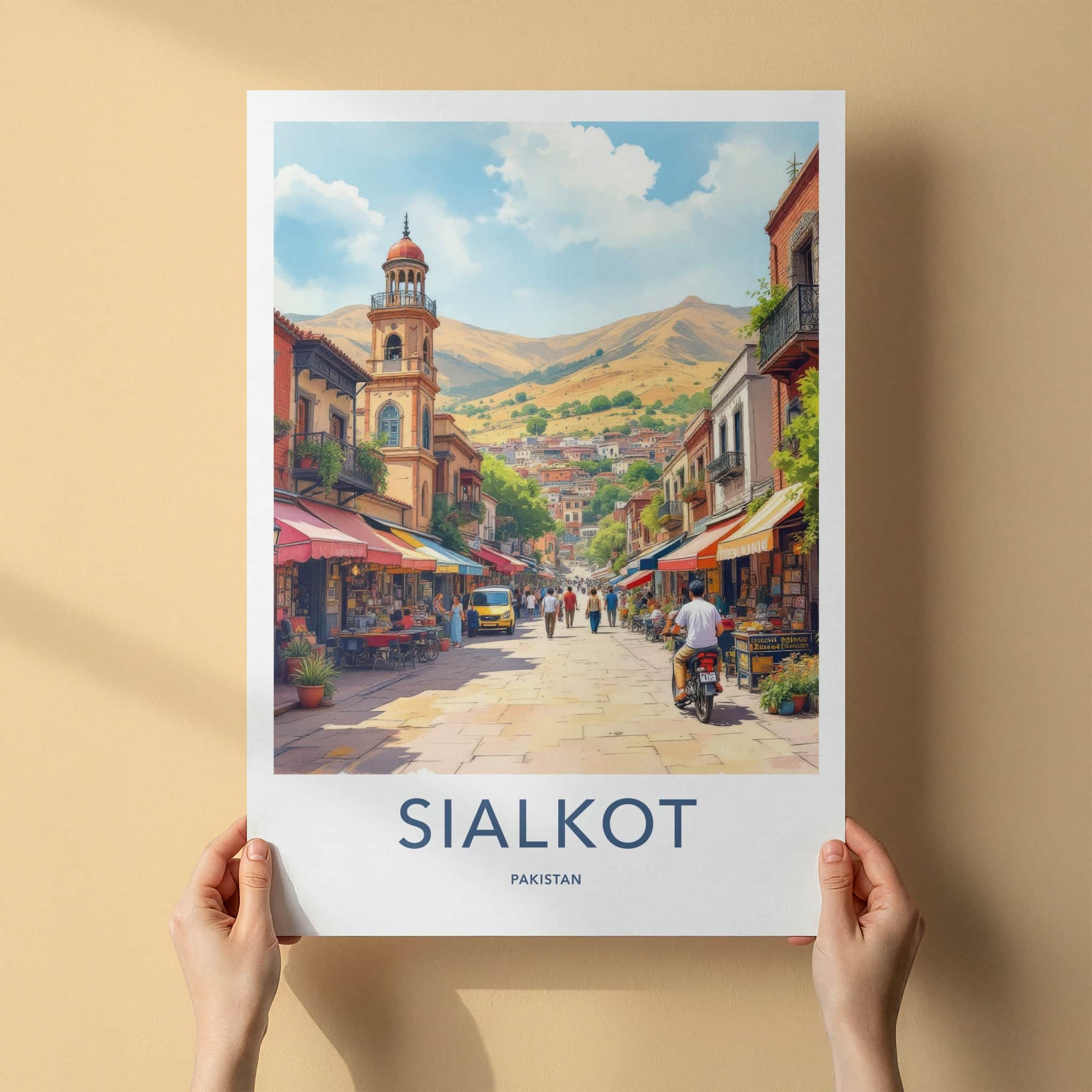 Sialkot Poster - Pakistan Travel Art - Street Scene People Home Decor