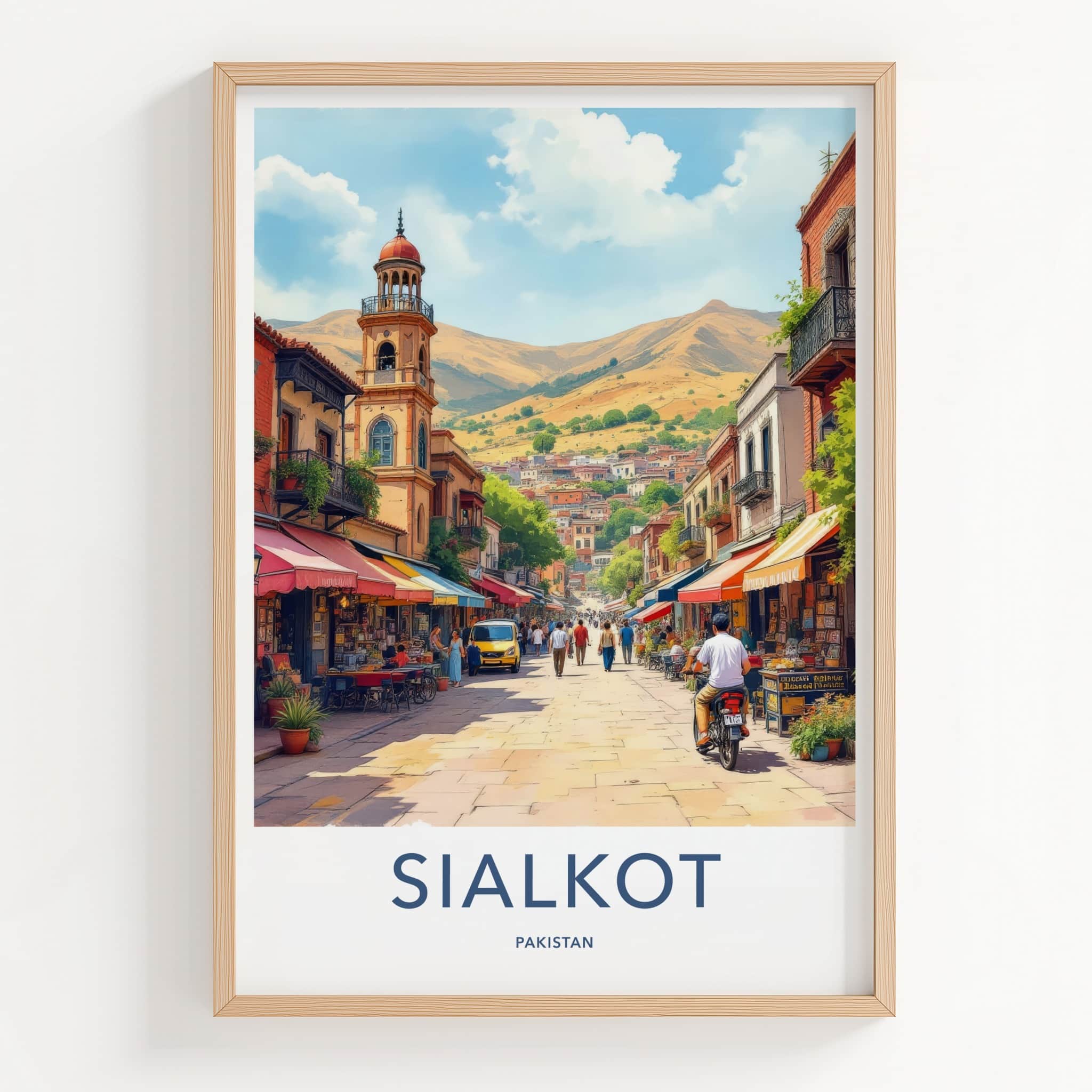 Sialkot Poster - Pakistan Travel Art - Street Scene People Home Decor