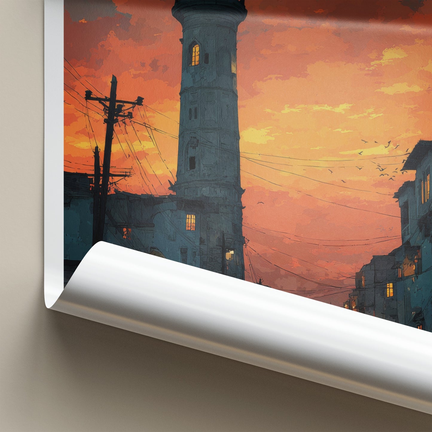 Sialkot Poster - Pakistan Travel Art - Sunset Minaret Lights Wall Decor