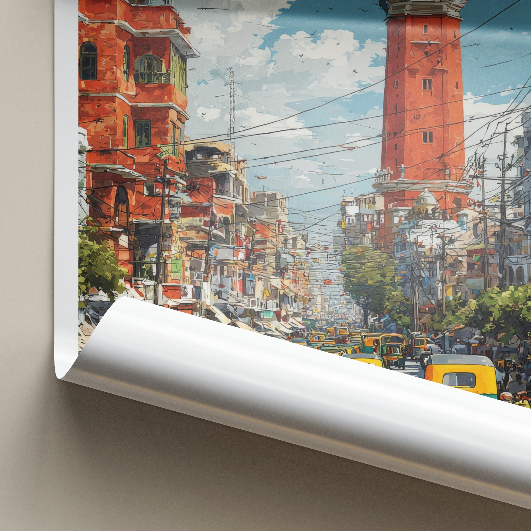 Sialkot Poster - Pakistan Travel Print - Red Clock Tower Home Decor