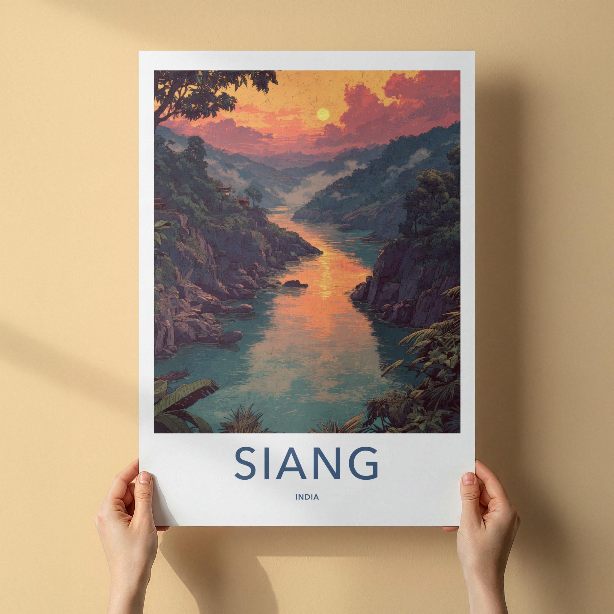 Siang Poster - India Art Print - Arunachal Pradesh River Sunset Home Decor