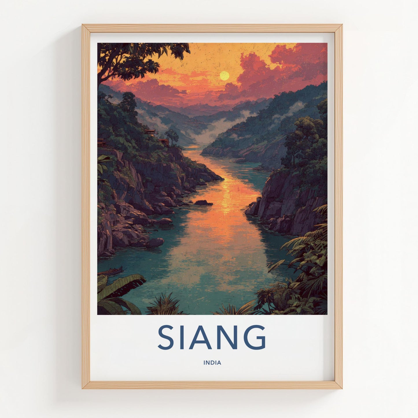 Siang Poster - India Art Print - Arunachal Pradesh River Sunset Home Decor