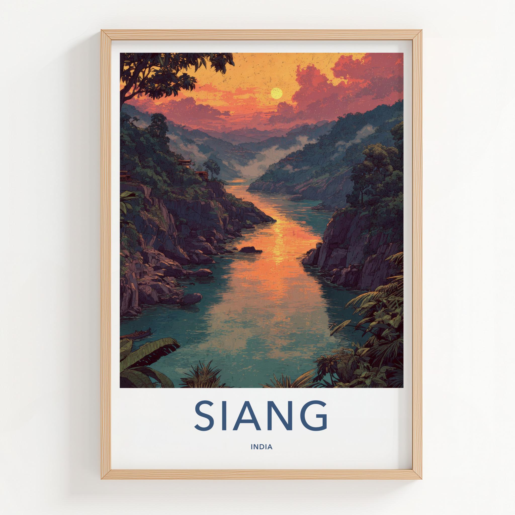 Siang Poster - India Art Print - Arunachal Pradesh River Sunset Home Decor