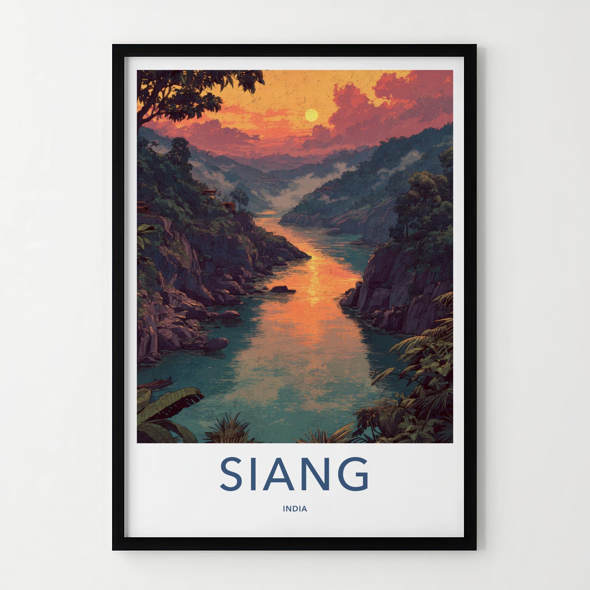 Siang Poster - India Art Print - Arunachal Pradesh River Sunset Home Decor