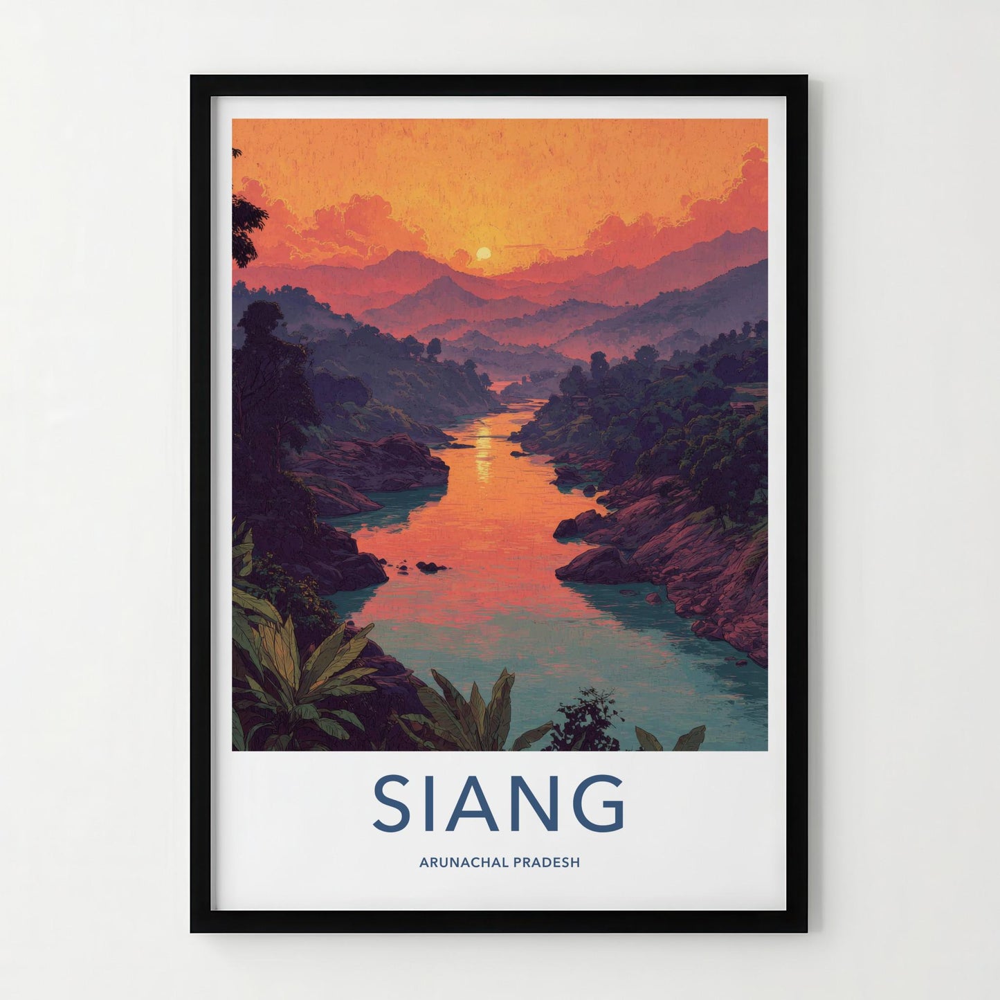 Siang Poster - India Fine Art - Arunachal Pradesh River Sunset Mountains Gift