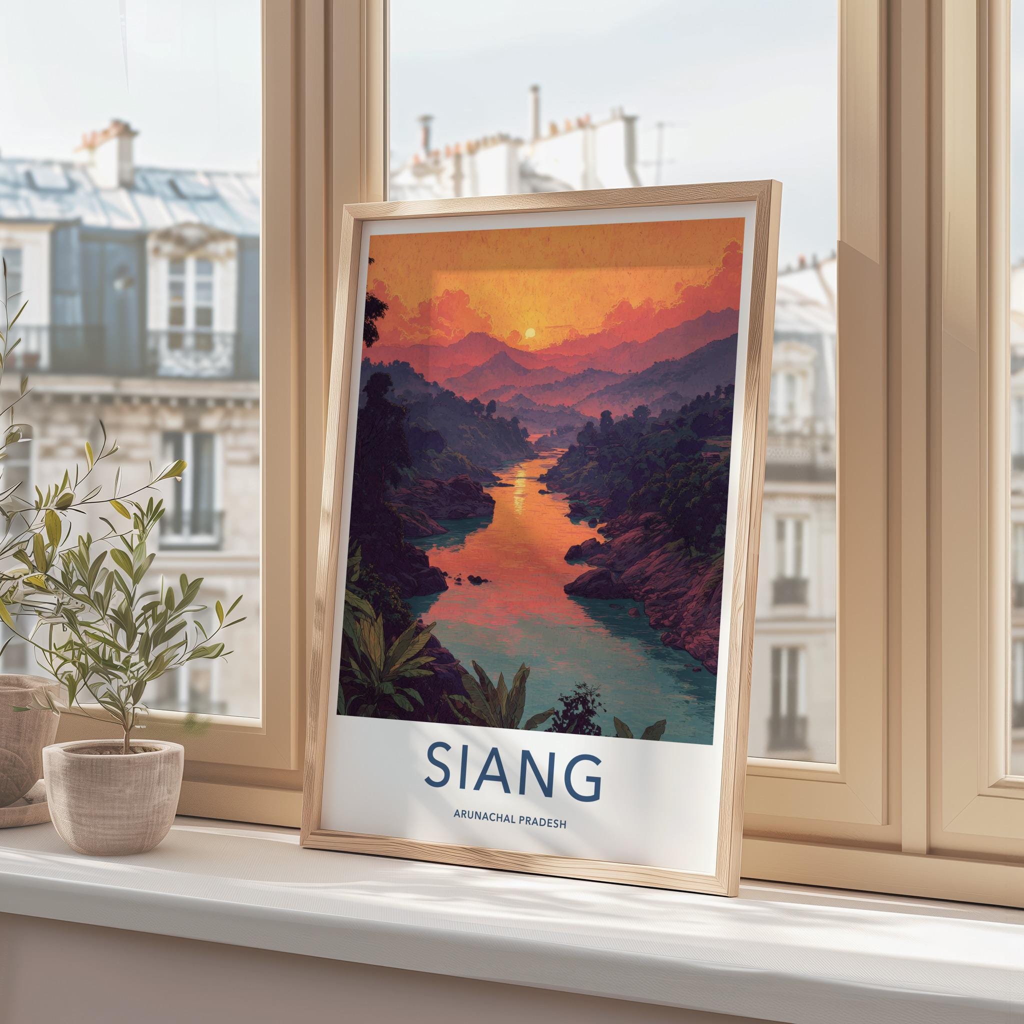 Siang Poster - India Fine Art - Arunachal Pradesh River Sunset Mountains Gift