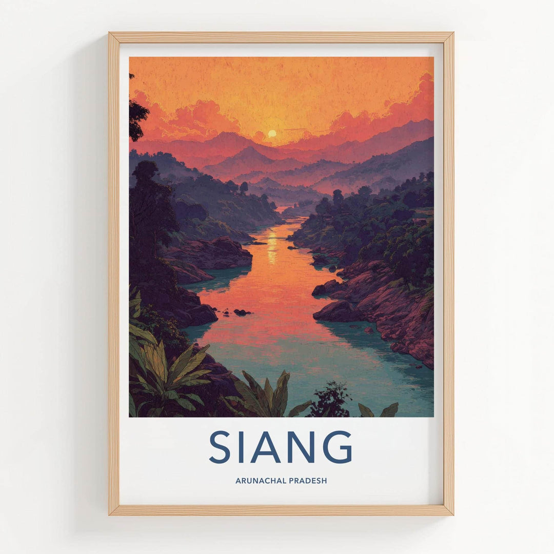 Siang Poster - India Fine Art - Arunachal Pradesh River Sunset Mountains Gift