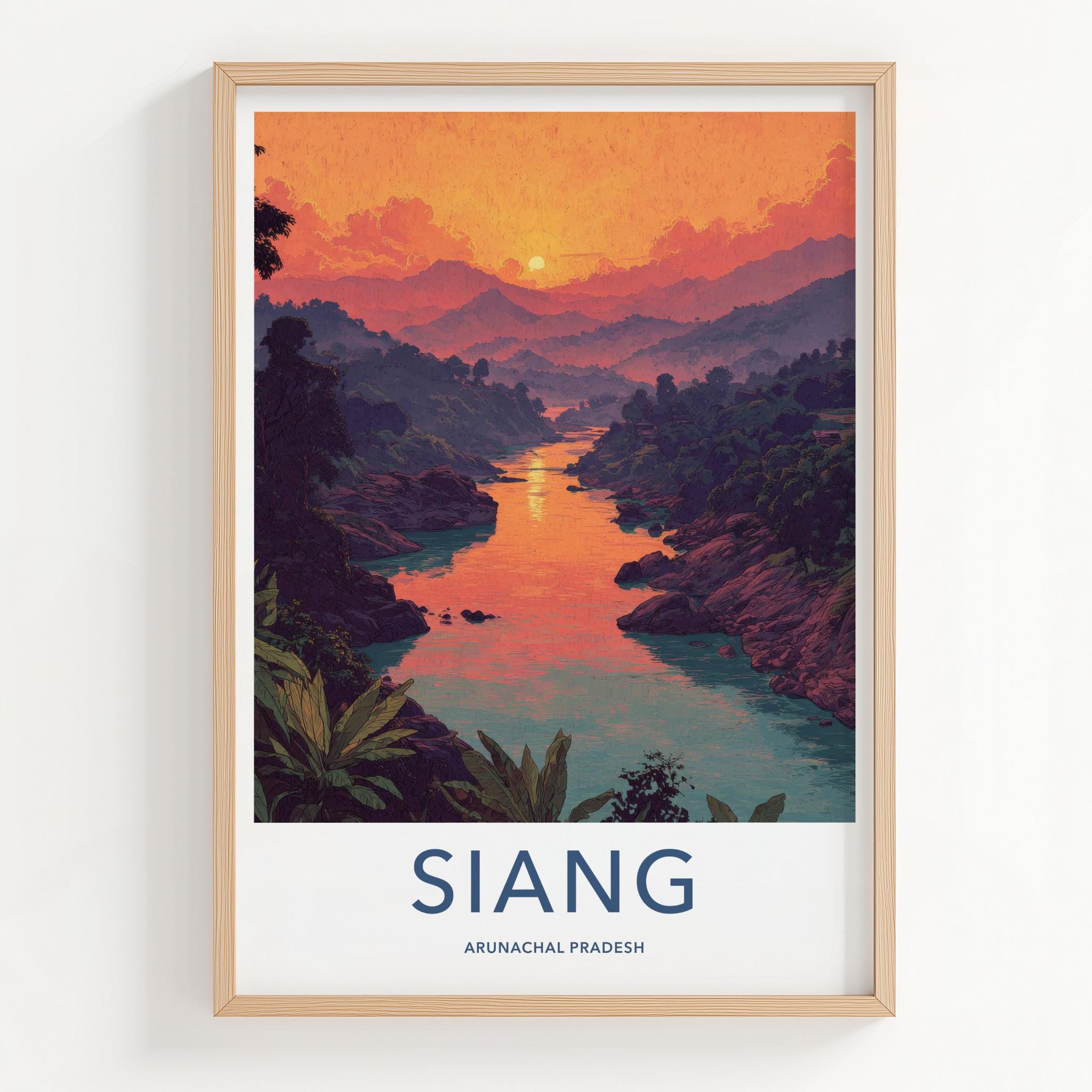 Siang Poster - India Fine Art - Arunachal Pradesh River Sunset Mountains Gift