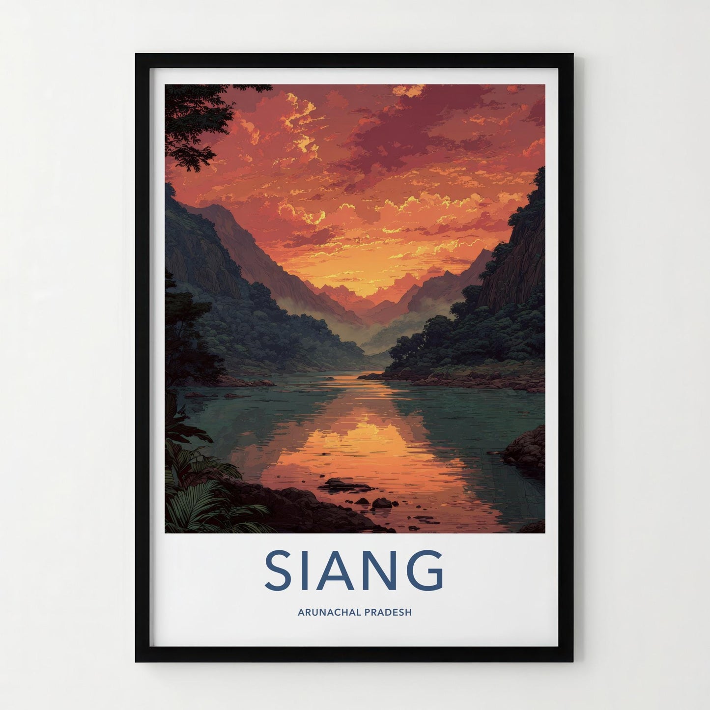 Siang Poster - India Travel Art - Arunachal Pradesh River Home Decor