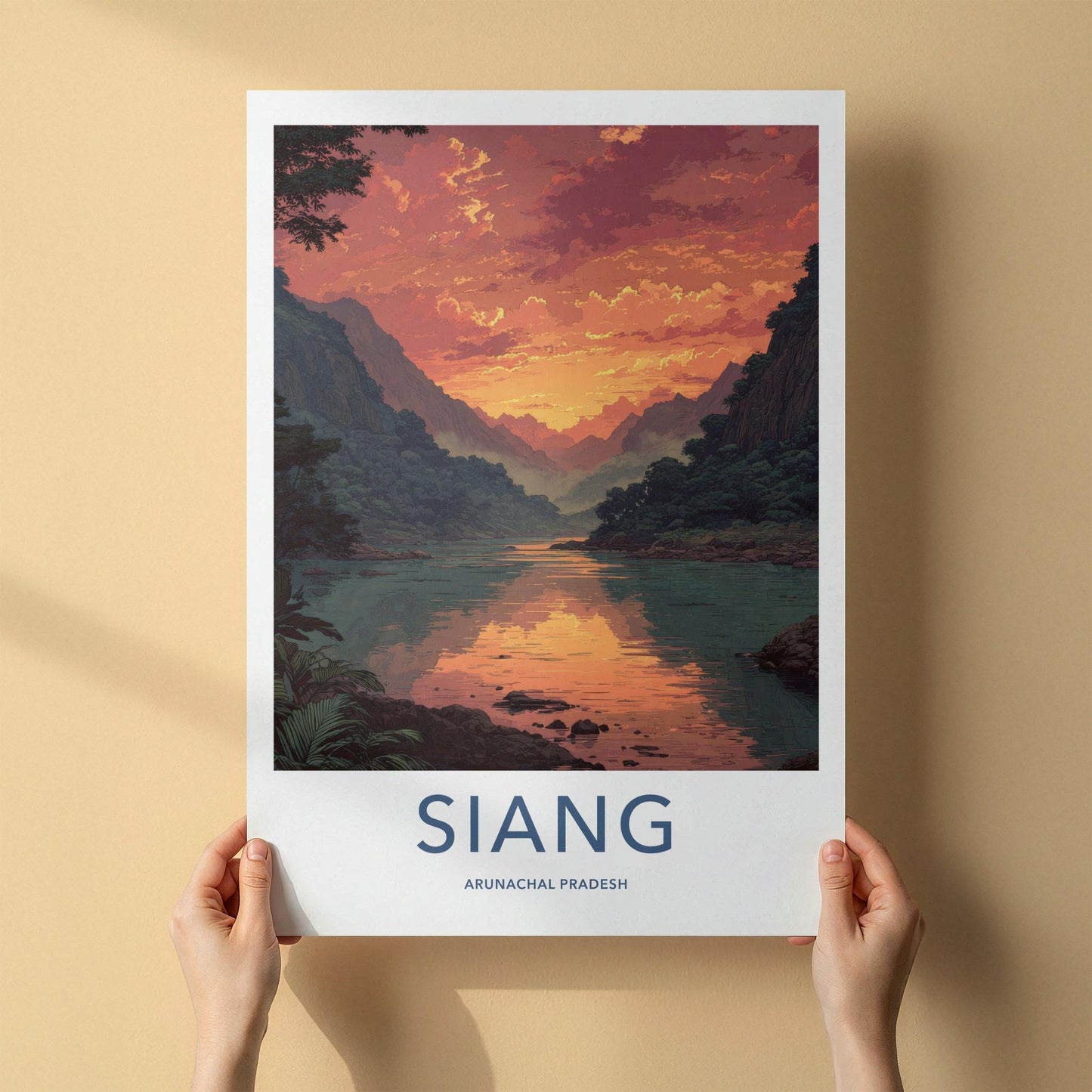 Siang Poster - India Travel Art - Arunachal Pradesh River Home Decor