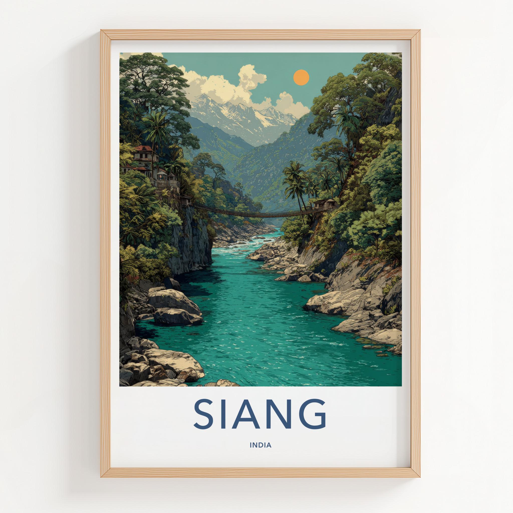 Siang Poster - India Travel Art - Arunachal Pradesh Turquoise River Gorge Home Decor