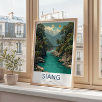 Siang Poster - India Travel Art - Arunachal Pradesh Turquoise River Gorge Home Decor