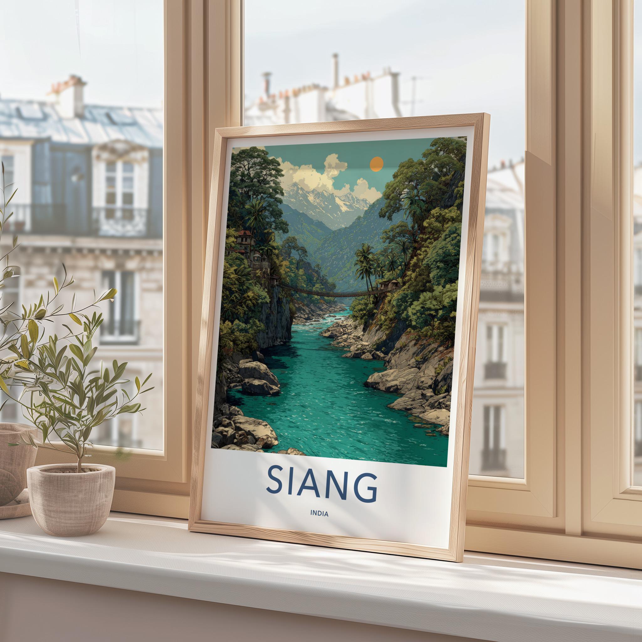 Siang Poster - India Travel Art - Arunachal Pradesh Turquoise River Gorge Home Decor