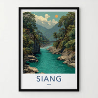 Siang Poster - India Travel Art - Arunachal Pradesh Turquoise River Gorge Home Decor