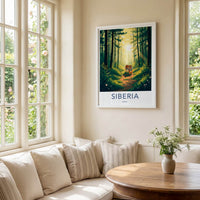 Siberia Poster - Russia Travel Art - Tiger Sunny Forest Framed Decor