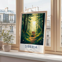 Siberia Poster - Russia Travel Art - Tiger Sunny Forest Framed Decor