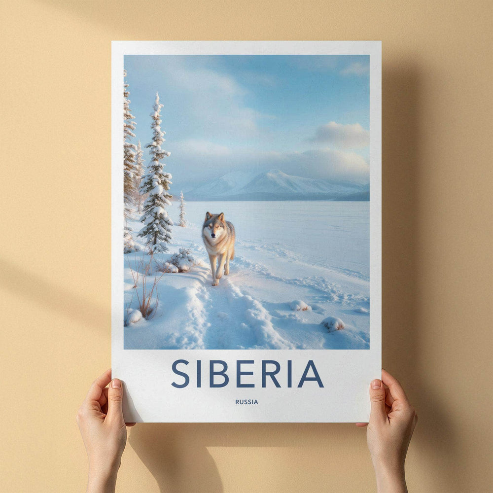 Siberia Poster - Winter Landscape Art With Majestic Forest & Wolf