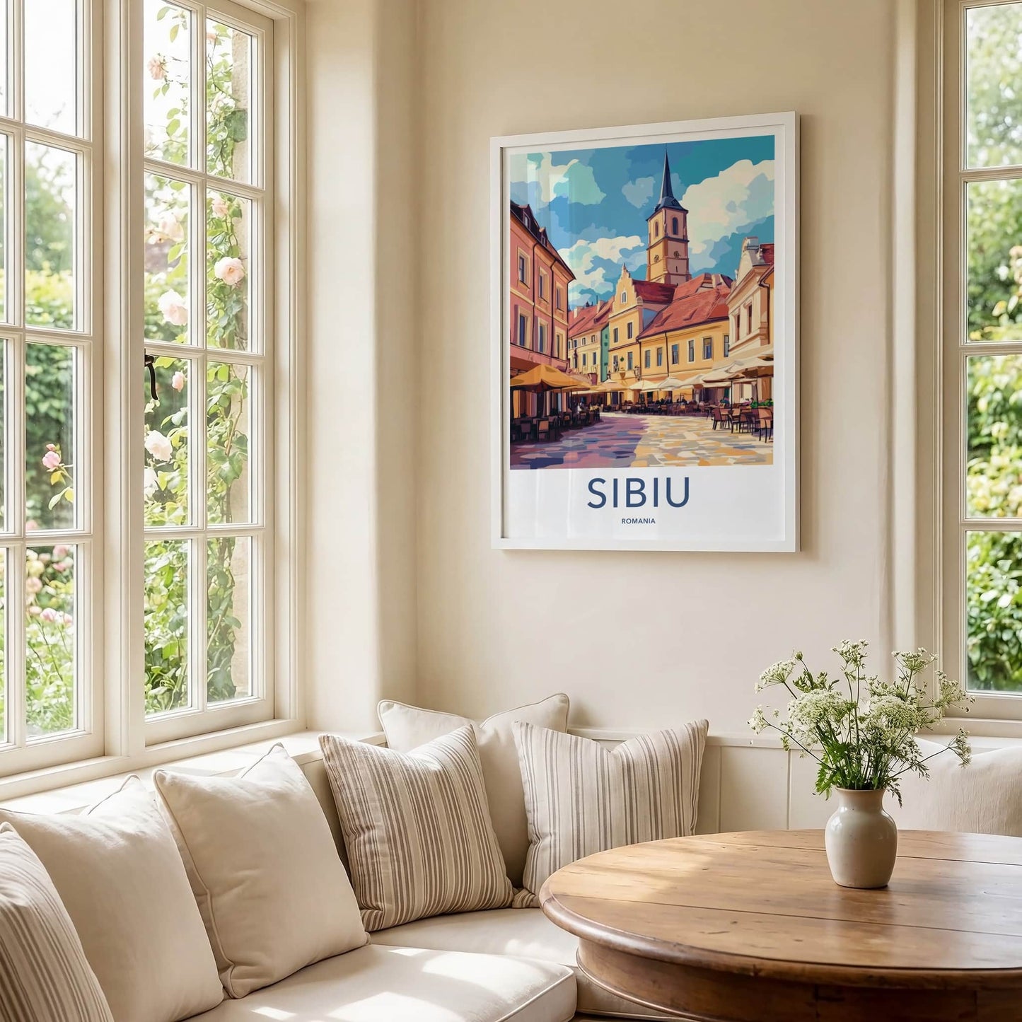 Sibiu Poster - Romania Travel Art - Historic Town Square Home Decor