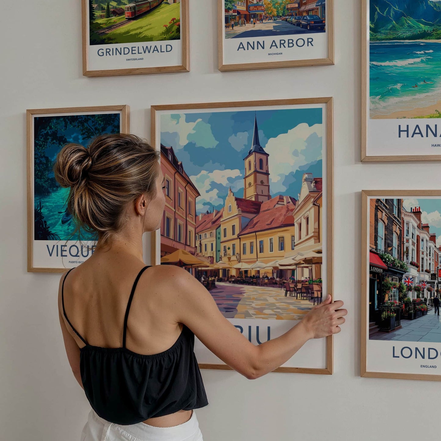 Sibiu Poster - Romania Travel Art - Historic Town Square Home Decor