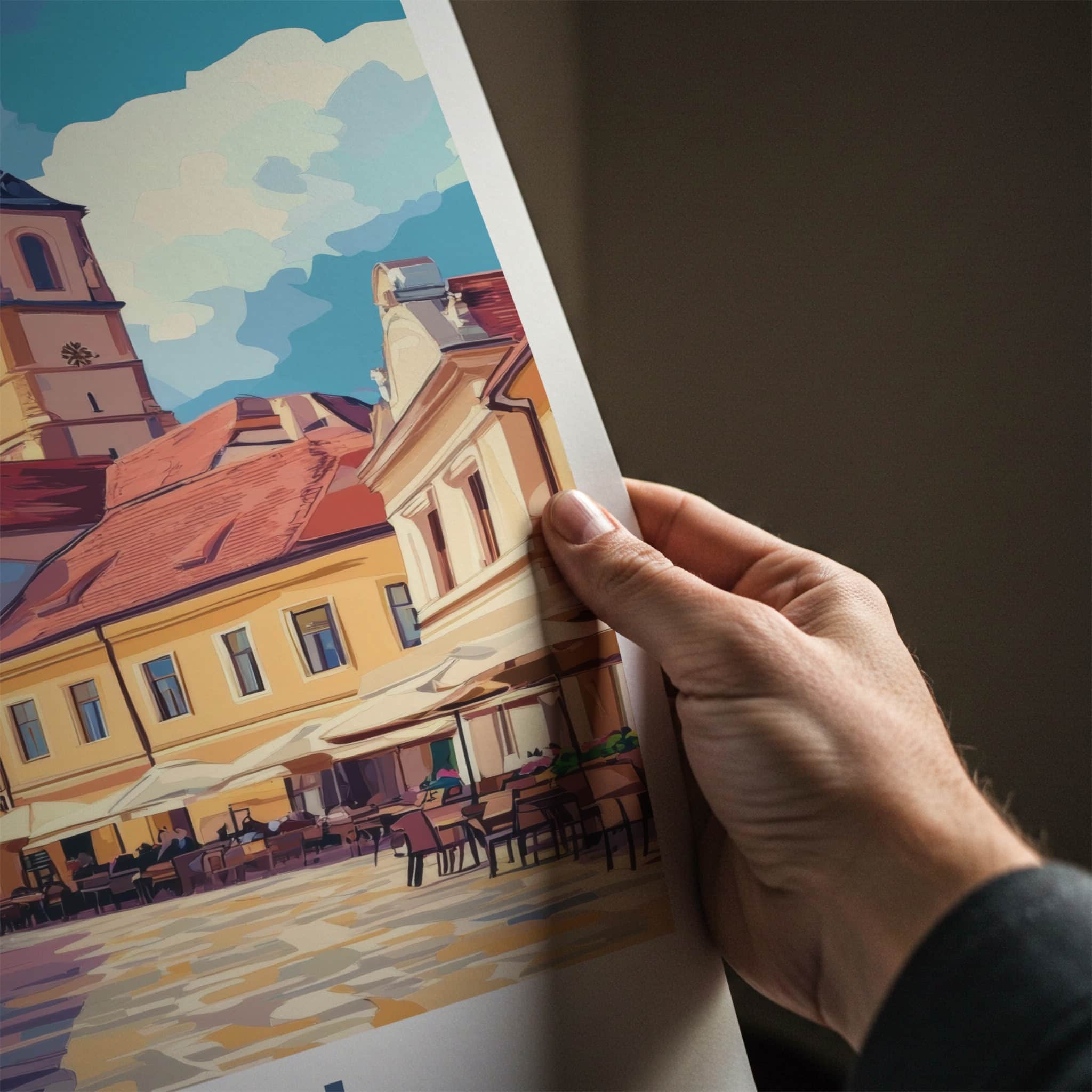 Sibiu Poster - Romania Travel Art - Historic Town Square Home Decor