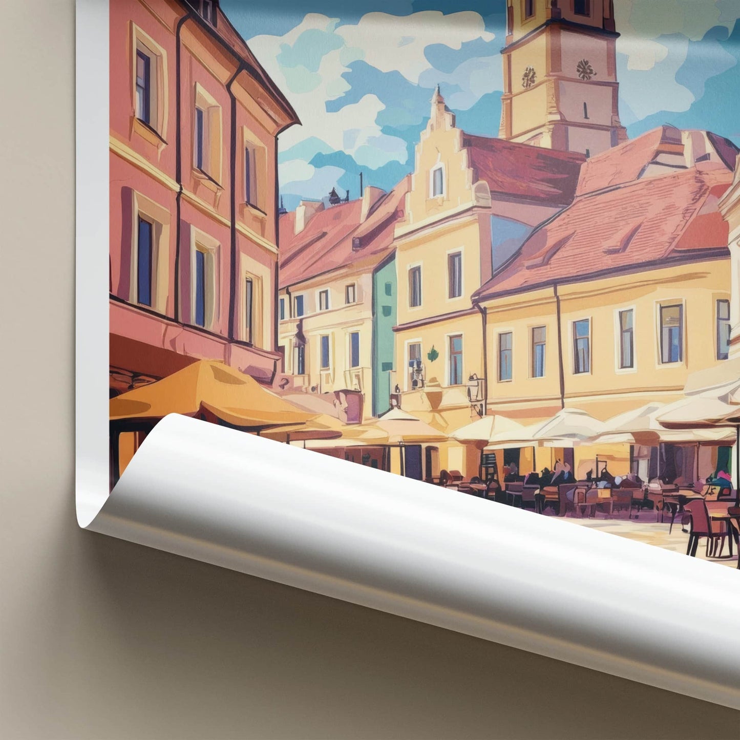 Sibiu Poster - Romania Travel Art - Historic Town Square Home Decor