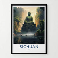 Sichuan Wall Art - Elegant Chinese Landscape Print With Mountain