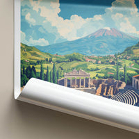 Sicily Poster - Italy Travel Art - Ancient Theater Etna Wall Decor
