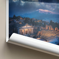 Sicily Poster - Italy Travel Art - Theater Mountain Stars Home Decor