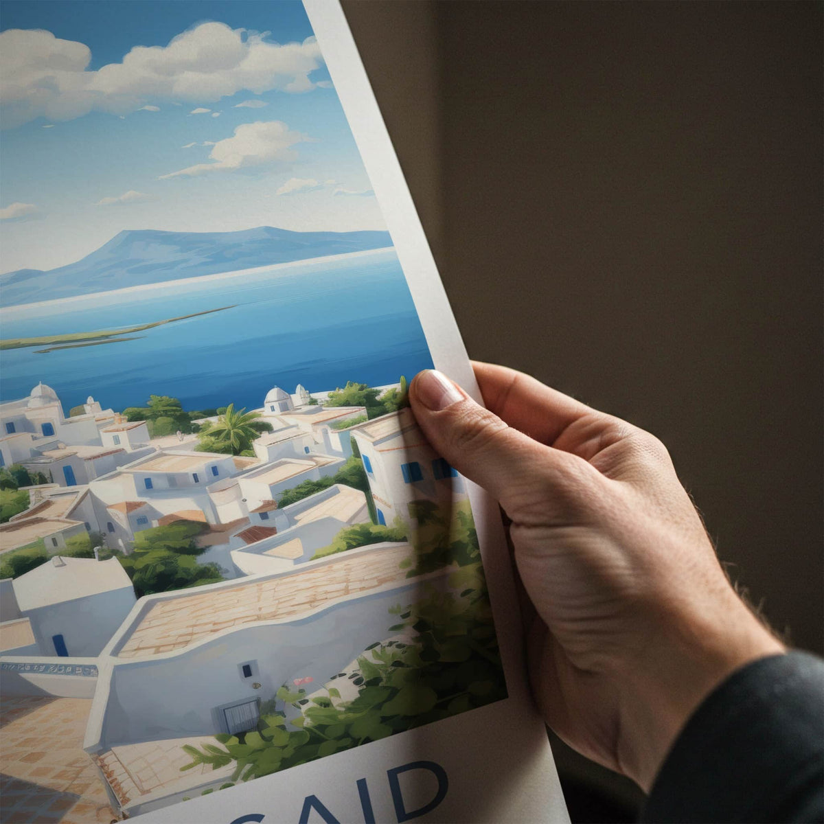 Sidi Bou Said Poster - Tunisia Travel Art - White Blue Village Wall Decor