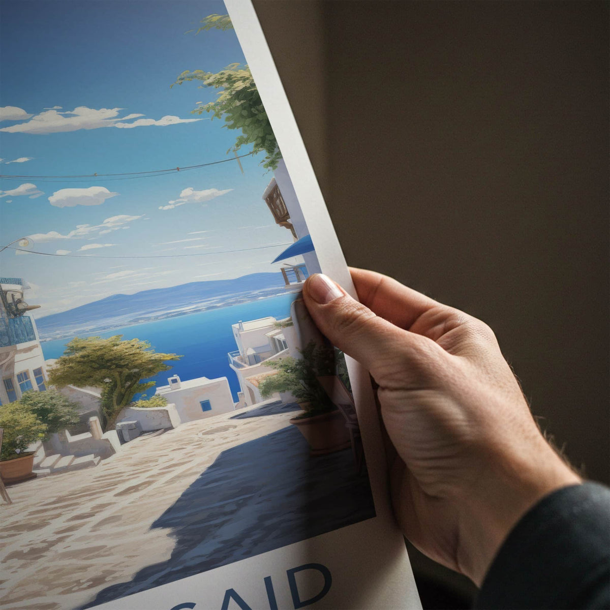 Sidi Bou Said Poster - Tunisia Travel Art - White Village Seascape Wall Decor